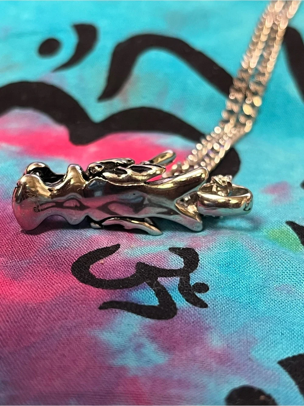 Stainless Steel Dragon Head Pendant Necklace 22” Chain Gothic Fantasy